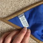 Aerie  Blue Floral Bikini Top With Gold Trim. Size Large Photo 1