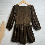 Free People  mini dress velvet smocked pleated boho cocktail party Small Photo 3