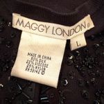 Maggy London Silk Blend Beaded Cropped Cardigan Womens Large Black Party Classic Photo 5