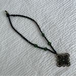 Macrame necklace and bracelet handmade bundle handmade black green metal beads Photo 7