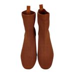 Joie  Revolve Neely Sock Ribbed Ankle Booties Sz 8.5 Chestnut Brown Block Heel Photo 4