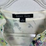 Sweet Rain Floral Chiffon Half Button Down Blouse Size L Photo 2