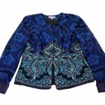 Coldwater Creek Paisley Jacquard Blue Ombre Open Lined Blazer Photo 0