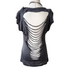 VTG. WESTERN RHINESTONE WILD WEST CUT OUT T SHIRT SMALL Blue Photo 2