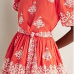 NWT Boden Square Neck Red & White Embroidered Puff Sleeve Rara Dress 8 Photo 4