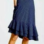 Joie  Yenee Navy Blue and White Stripe Asymmetrical Ruffle Skirt size 4 Photo 0