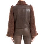 Max Studio London Leatherette Jacket Womens XL Brown Cropped Front Pocket Chic Photo 1