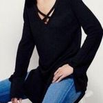 Free People Black Criss Cross Knit Sweater Tunic S Photo 1