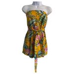 Anthropologie NWT SUPERDOWN FLORAL TROPICAL ROMPER STRAPLESS LINED W/TIE AT WAISTED SZ MED Photo 2