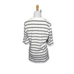 Free People Donna Striped Plunge V Neck Retro 70s Tee White 3/4 Sleeves Medium Photo 2