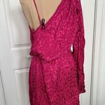 Topshop  Womens Hot Pink Jacquard One Long Sleeve Faux Wrap Mini Dress Size 10 Photo 5