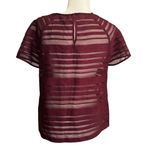 Reiss  Burgundy Sheer Stripe Top – Size US 8 (UK 12 / EU 40) Photo 3