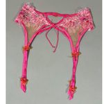 For Love & Lemons  Pink Orange Floral Lace Bows Garter Belt Lingerie Size S 🍋✨ Photo 5