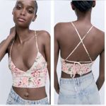 ZARA NEW WITH TAGS Plunging V-Neck Cotton Floral Top Photo 1