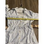 August Silk August Sky Women's Linen Blend Dress Blue Striped Maxi with Roll Tab and Belt S Photo 13