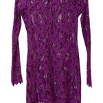 For Love & Lemons  Fuchsia Purple Lace Dress Womens S Sheer Bodycon Long Sleeve Photo 0