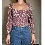Aritzia Sunday Best Gorgeous Corset Style Longsleeve Floral Blouse Size Medium Pink Photo 1