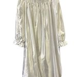 Aria White Satin Long Soft Lined Embroidered Modest House Dress Womens Medium Photo 3