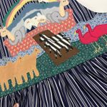 Handmade Artisan Applique Noah's Ark Jumper Dress Navy Pinstripe Est. Size L Photo 5