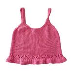 Lulus  Womens M Pink Knit Tank Ruffled Sweater Preppy Barbie Fairy Flowy Crochet Photo 0