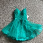 STACEES Hunter Green A Line Glitter Mini Dress Size 12 NWT Photo 0