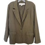 Treasure & Bond  Linen Blend Olive Green Blazer Jacket Size Medium Lightweight Photo 0