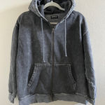 Aritzia Golden TNA Loungewear Casual Charcoal Acid Wash Zip-Up Hoodie Size 2 Photo 0