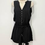 Splendid  Voile Pleated Romper Rayon Black Sleeveless XS Minimal Beachy Boho Chic Photo 2