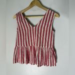Mango  Red White‎ Stripe Peplum Sleeveless Top Size XXS Photo 1
