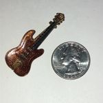 Western Germany Gold Tone and Brown Enamel Guitar Brooch Photo 2