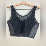 Vintage Black Leather and Lace Crop Bustier Top Size S Photo 1