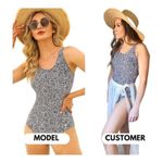 Swimsuit White Black Leopard Scoop Neck Crisscross Back Size XL NWT #4202 Photo 1