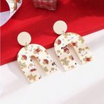 Cute Acrylic Dangle Earrings With Beige Door Photo 1