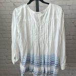 J.Jill White and Blue Striped Linen Tunic Size Large Petite Photo 4