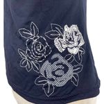 Becca Women's Size Small Floral Embroidered Crochet Strap Navy Tankini Swim Top Photo 2
