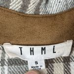 THML ‎ Jacket Shacket Women Small Green Brown Plaid Button Pocket Flannel Ranch Photo 3