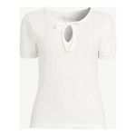 Free Assembly | White Tie Neck Top with Puff Sleeves | Small Photo 3