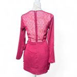 superdown Burgundy Metallic Wrap Mini Dress S Long Sleeve Party DateNight Outfit Photo 3