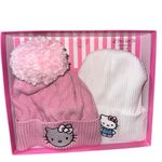 Hello Kitty NIB NWT  Pink and White Two PCS Beanie Set Pom Pom Cozy Photo 2