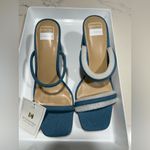 NEW Chambray High Heeled Sandal Two Strap Square Toe Slip Comfortable 10 Blue Photo 6