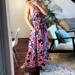 ZARA  poplin maxi floral pink dress size S 100% cotton sleeveless with pockets Photo 1