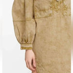 Ulla Johnson  Wesley Cotton Denim Tunic Mini Dress 0 Oasis Khaki Balloon Sleeve Photo 2