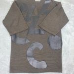 Pom Pom Frank Owen Vintage Sweater Wool Leather‎ Batwing Sleeve Brown Black Sz S Photo 0