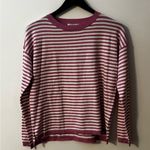 Staccato  Berry and White Striped Crewneck Sweater Photo 1