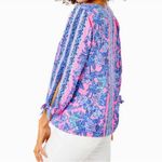 Lilly Pulitzer Women’s M Pamela 3/4 Sleeve Top Soleil Pink Paradise Elephant Photo 4