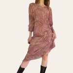 American Vintage 90s vintage boho mesh asymmetric paisley midi dress - Expressions Large Photo 3