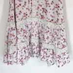 Altar'd State  XS Top Tiered Tank Floral Pink White Lace‎ Crochet A Line Swing 807 Photo 3