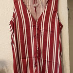 Anthropologie  Burgundy and White Striped Pajama Romper Size Large Photo 0