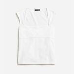 J.Crew Squareneck Cap Sleeve Top Stretch Cotton Blend White Fitted Medium NWT Photo 2