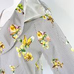 Lumière New  Floral Striped One Shoulder Long Sleeve Shirt Grey Multi Photo 6